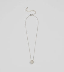 Just Your Luck Rhinestone Clover Charm Necklace