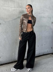 Naylor Wide Leg Jeans Washed Black Denim