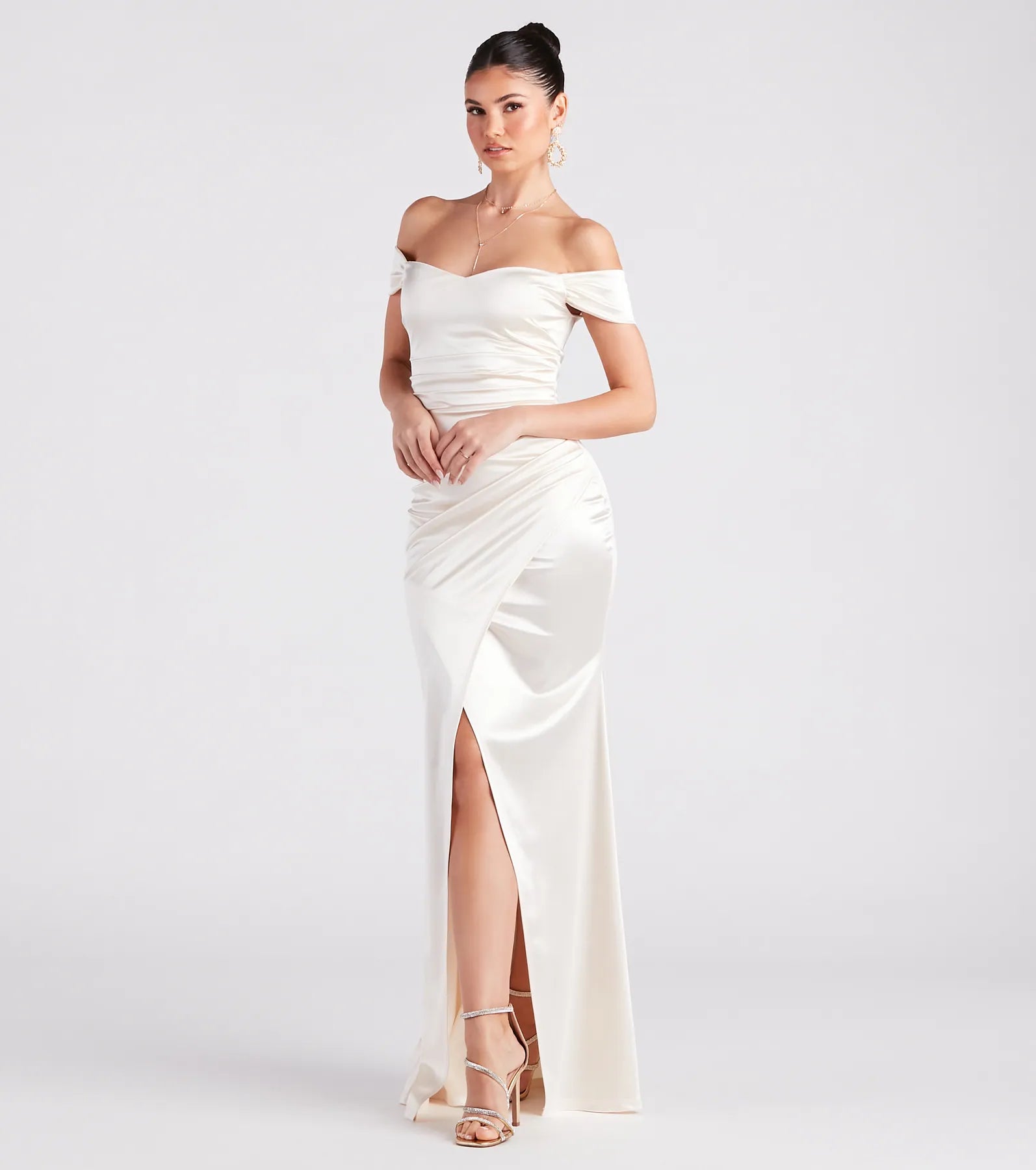 Valencia Formal Off-The-Shoulder Wrap Dress