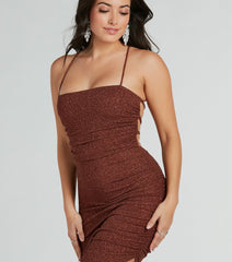 Adrian Formal Glitter Lace-Up Long Dress