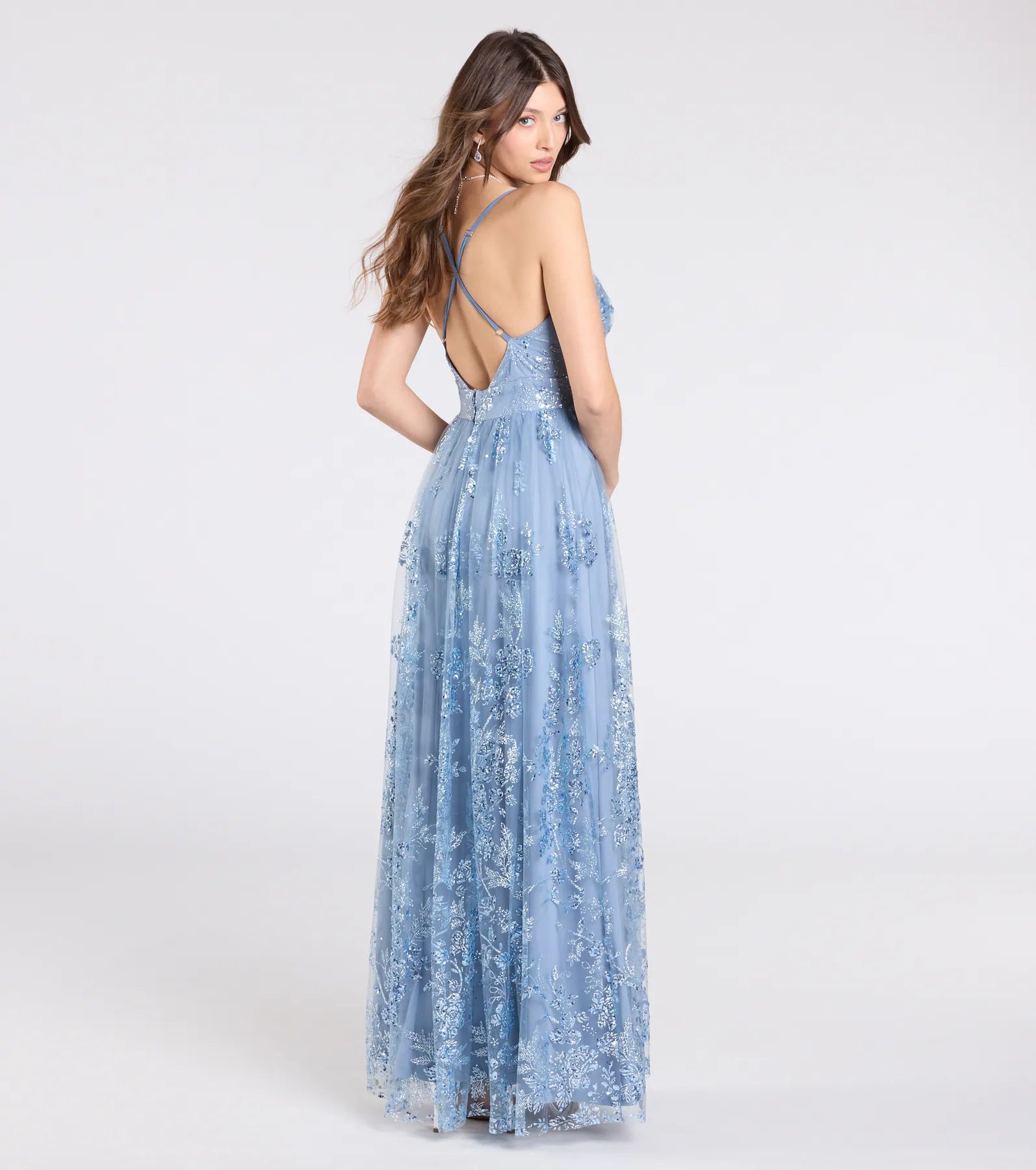 Ayva A-Line Glitter Sequin Tulle Formal Dress