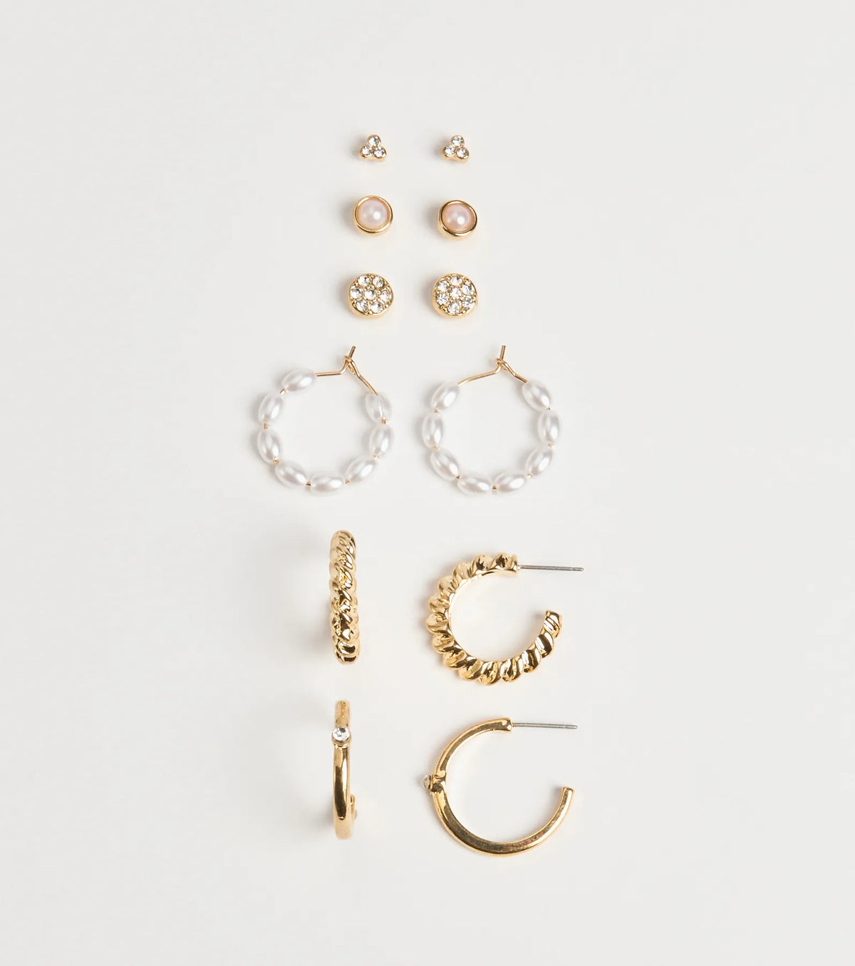Trendy Glam Rhinestone And Pearl Earrings Set