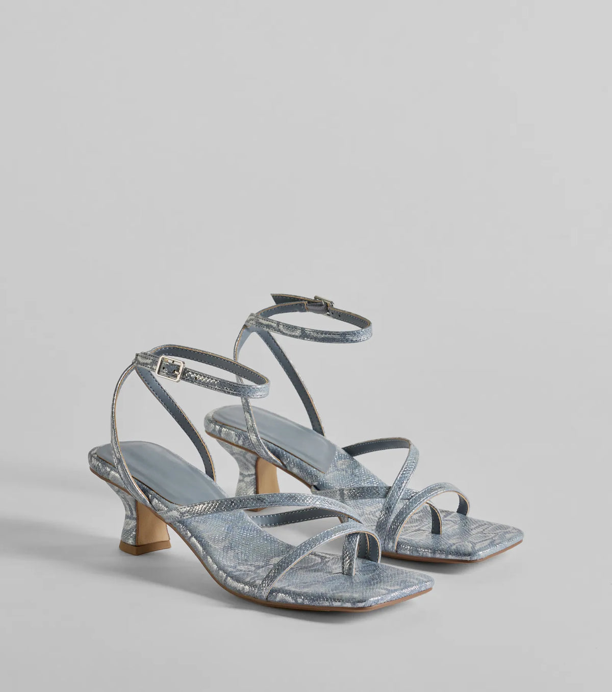 Glam Attitude Metallic Snake Print Kitten Heels