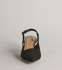Forever Chic Pointed-Toe Slingback Kitten Heels