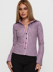You Hear Me Long Sleeve Top Pink Stripe