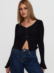 Take My Time Long Sleeve Top Black