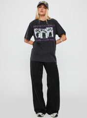 Gimme More Oversized Graphic Top Washed Black