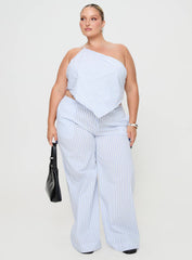 Collied Asymmetric Top Blue / White Stripe Curve