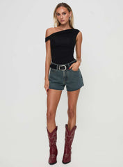 Get It Right Mid Rise Denim Shorts Dark Denim Wash
