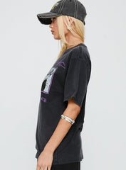 Gimme More Oversized Graphic Top Washed Black