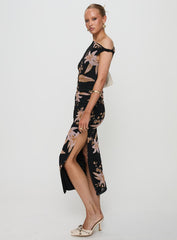 Goldrush Maxi Dress Black Floral