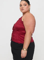 Juliana Top Dark Red Curve