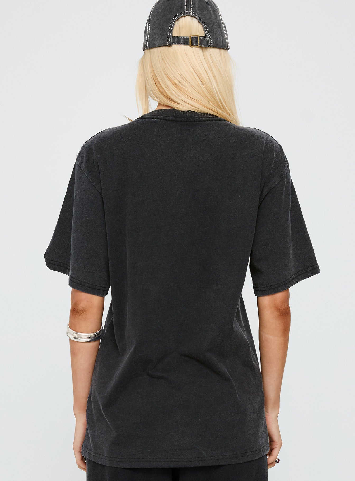 Gimme More Oversized Graphic Top Washed Black