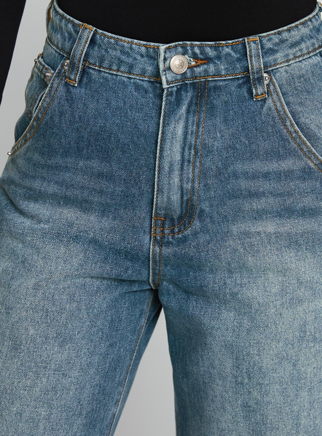 Sacramento Straight Leg Jeans Mid Blue Denim