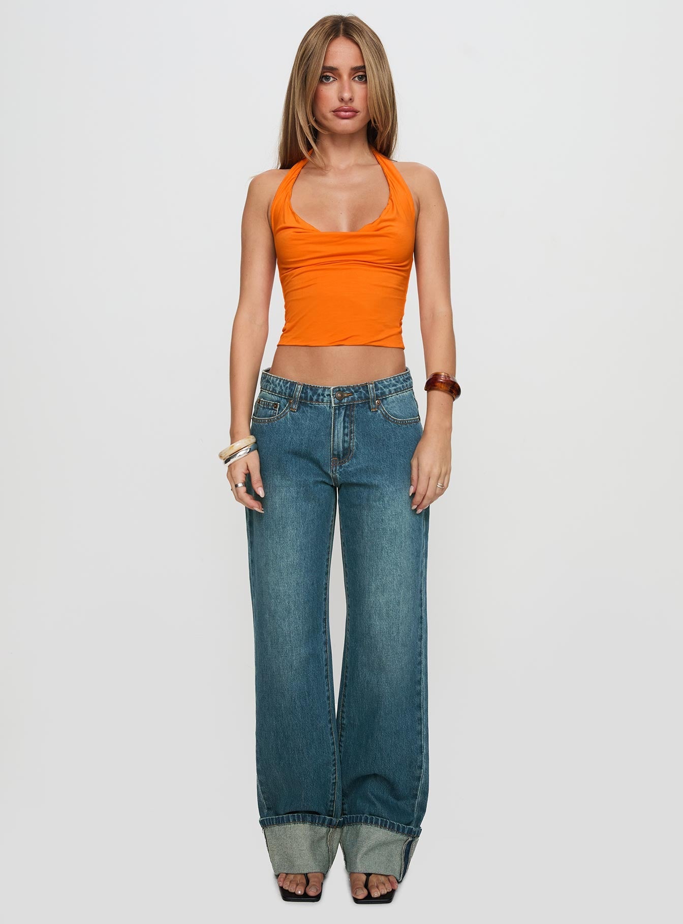 Toros Mid Rise Denim Jeans Mid Blue