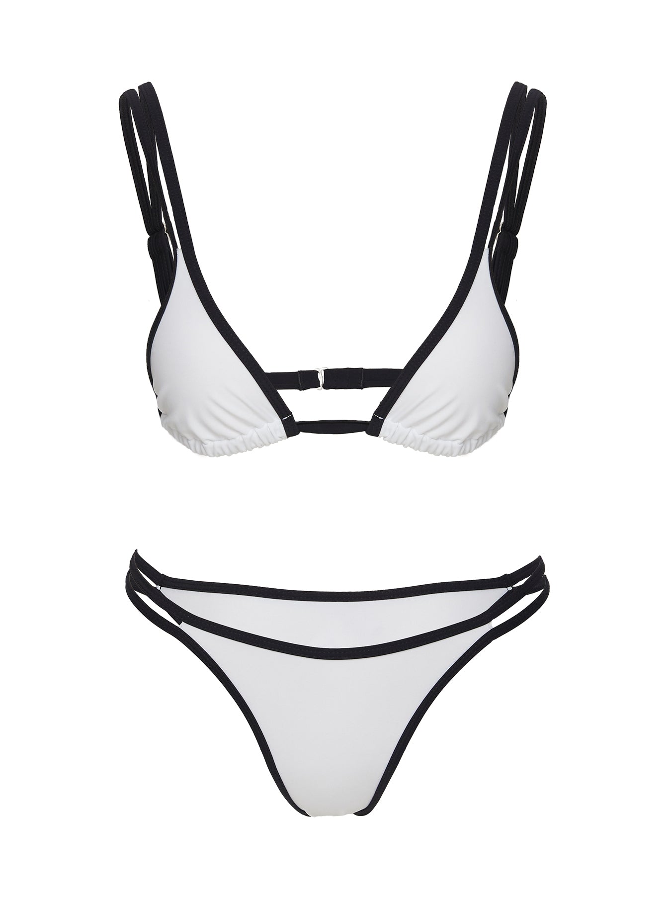 Hailey High Cut Cheeky Bikini Bottoms White / Black
